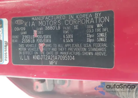 2010 Kia Soul + z USA, uszkodzony, nr VIN KNDJT2A21A7095104